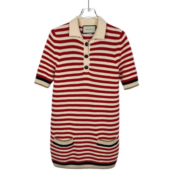 Gucci Red and Cream Striped Polo Dress - Picture 1 of 8